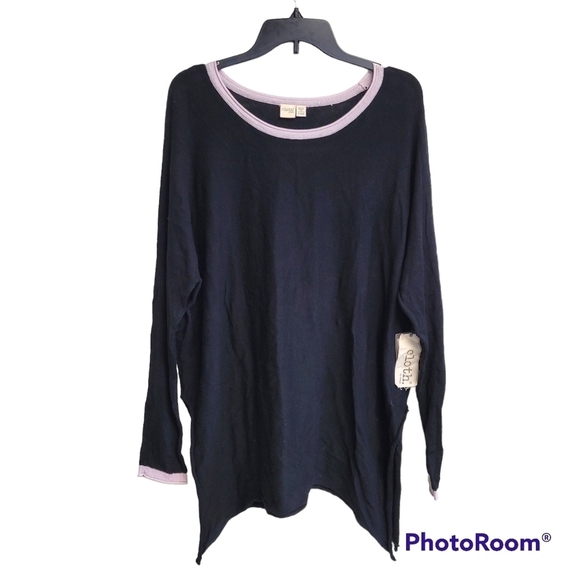 Cloth by Design Black And Purple Oversized Layering Tie Sweater Top - Picture 3 of 10